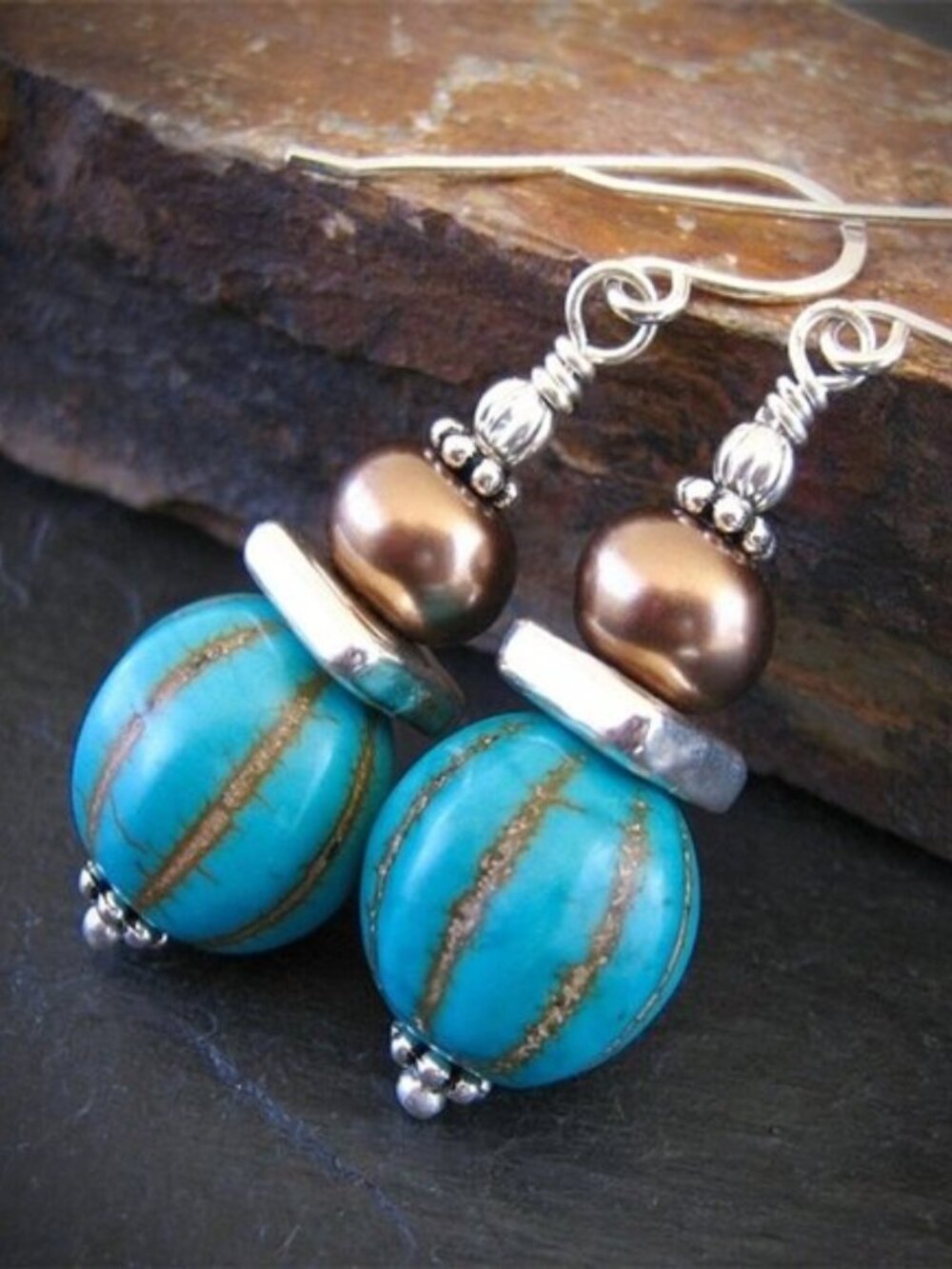 Turquoise Magnesite Sterling Silver Earrings Southwestern Boho Dangle
